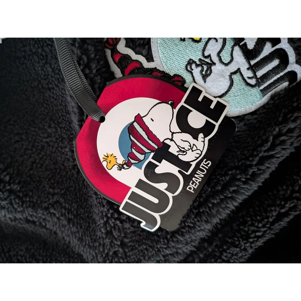 Girls Justice Peanuts Black & White Sherpa Jacket L